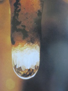 Stalactite with calcite crystals, Cave of the Mounds